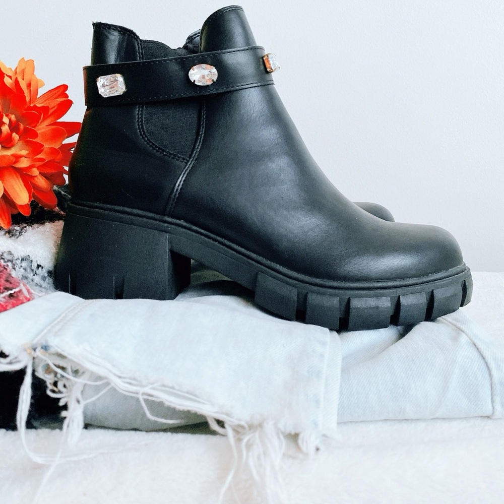 Madden Girl Hollys black rhinestone ankle boots